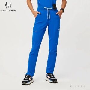 Figs high waisted yola skinny scrub pants in Royal blue